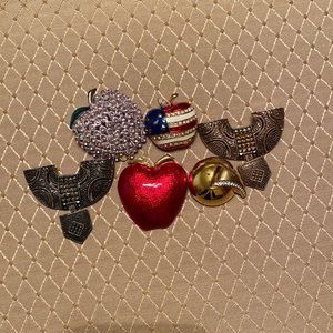 6 pins with rhinestones